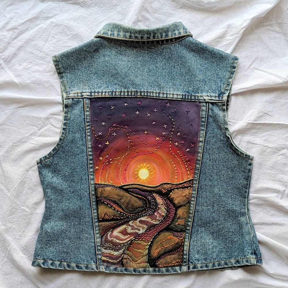 Handpainted / Handstitched Denim Vest